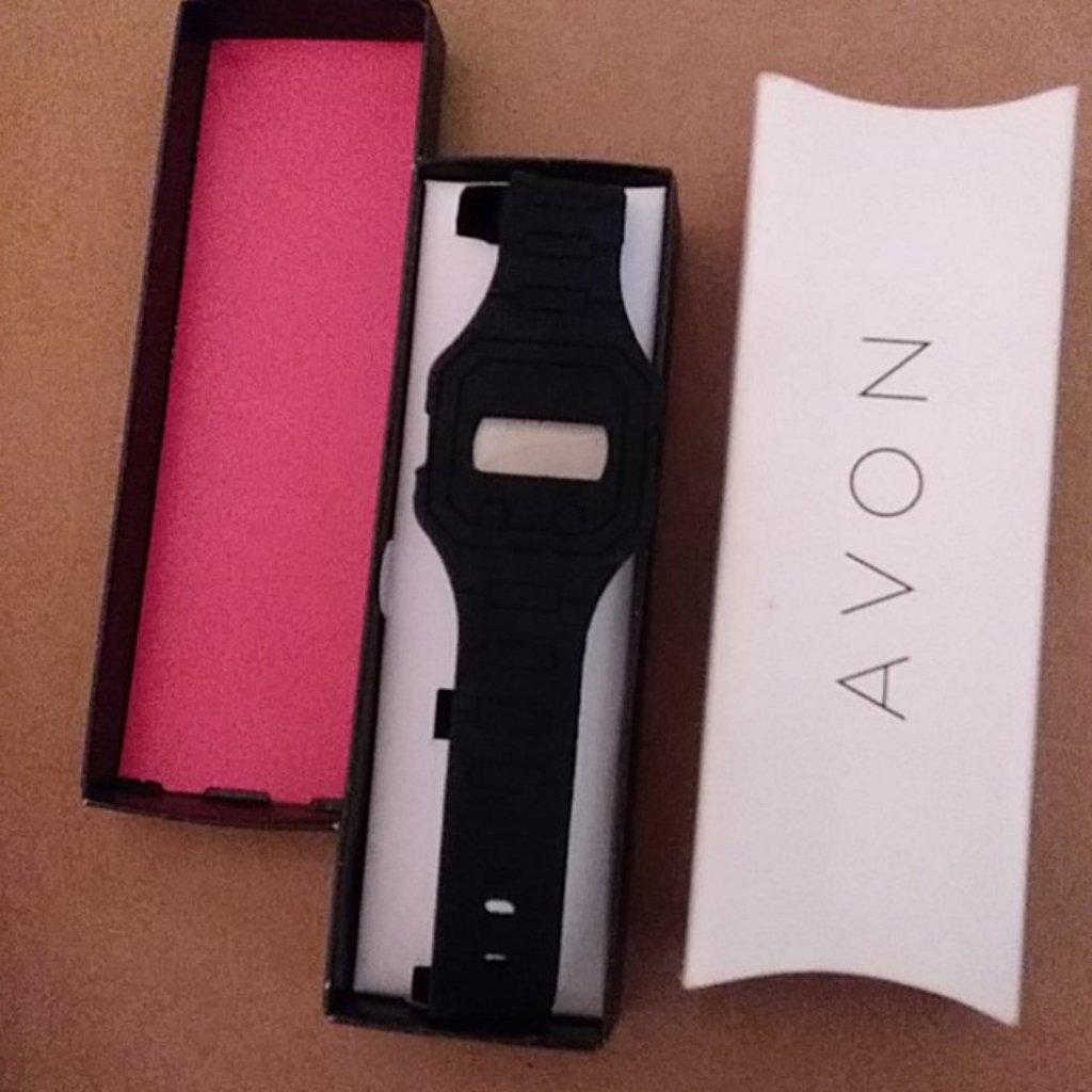 Avon Black Digital Rubber Strap Watch New